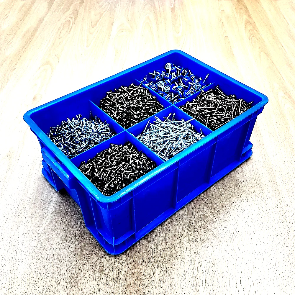 칸막이 부품상자 공구함 부품함 나사 볼트정리함 수납함 6칸 블루 이미지 1