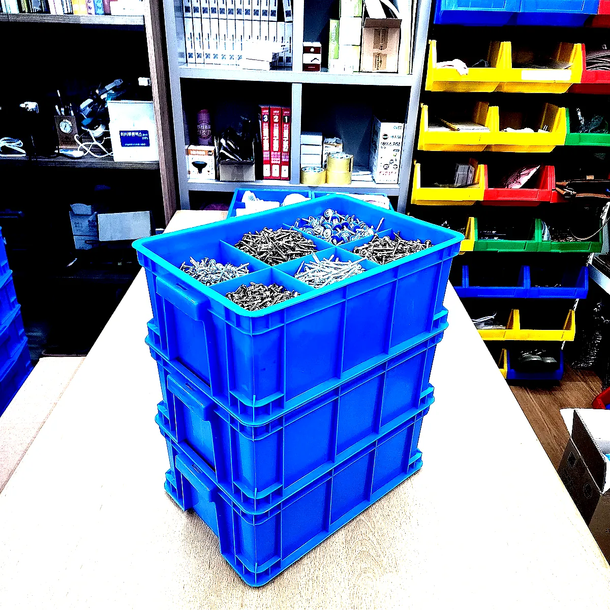 칸막이 부품상자 공구함 부품함 나사 볼트정리함 수납함 6칸 블루 이미지 6